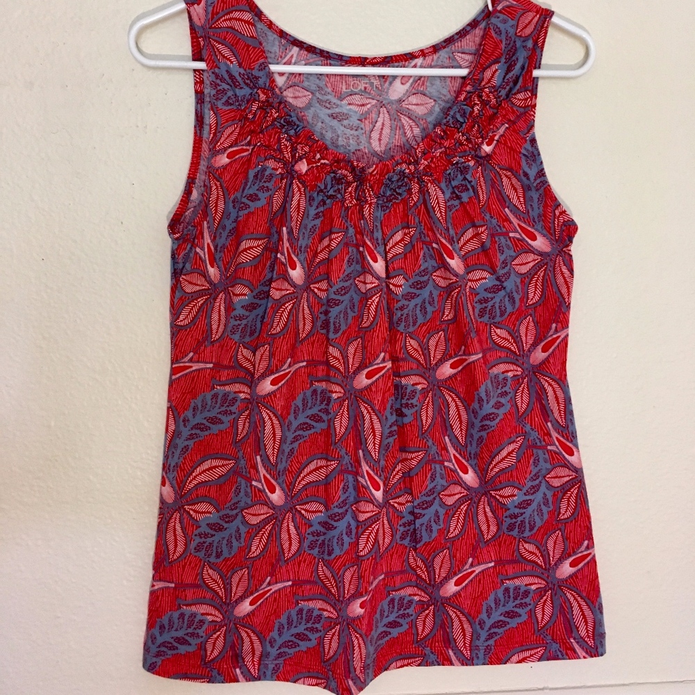 Ann Taylor LOFT Flowing Tank with Ruche Neckline